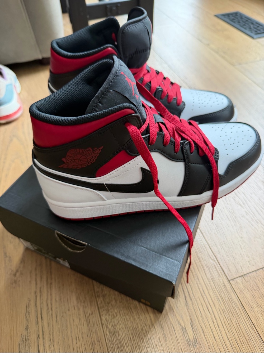 Nike Men's High-Top Sneakers in Black, White, Red